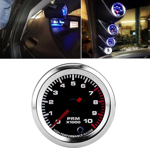 Estink Tachometer Tacho Gauge, 7 Colors Tachometer Revolution Meter 52mm 2in Universal Tachometer Gauge with Measuring Range 0 to 10000RPM for Car SUV Vehicle Automotive in Saudi Arabia