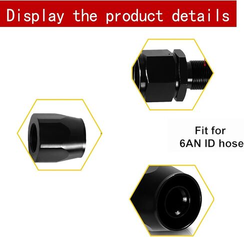2 PCS Automobile Oil Pipe Quick Connector, AN6 0° Alloy Oil Cooling Radiator Leak-proof Sealed Connector, Car Modification Accessories, Suitable for Most Cars, Motorcycles, Ships (Black) in Saudi Arabia