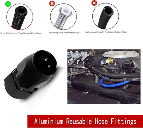 2 PCS Automobile Oil Pipe Quick Connector, AN6 0° Alloy Oil Cooling Radiator Leak-proof Sealed Connector, Car Modification Accessories, Suitable for Most Cars, Motorcycles, Ships (Black) in Saudi Arabia