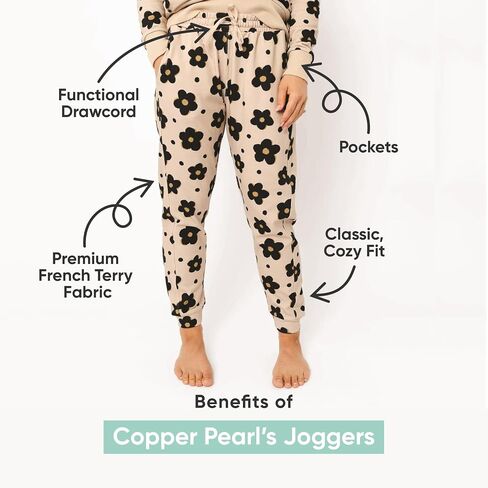 Copper Pearl Womens Joggers with Pockets: Ultra-Soft French Terry Joggers for Women with Pockets - Premium Lightweight Sweatpants for Women - Cozy, Cute, Trendy, High-Quality - Gemma in Tan, X-Large in Saudi Arabia