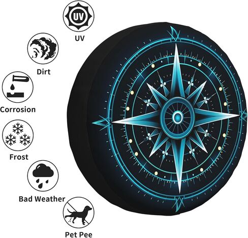 Adventure Compass Spare Tire Cover Weatherproof Sun Protection Wheel Tire Cover Universal Fit Trailers RV SUV Truck Camper Travel 15 inch in Saudi Arabia