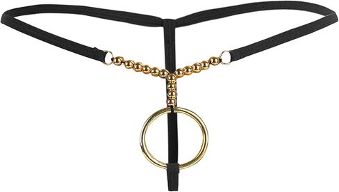 Mens Underwear Metal O-Rings T Back Thongs G-String Low Rise Bikini Shorts in Kuwait