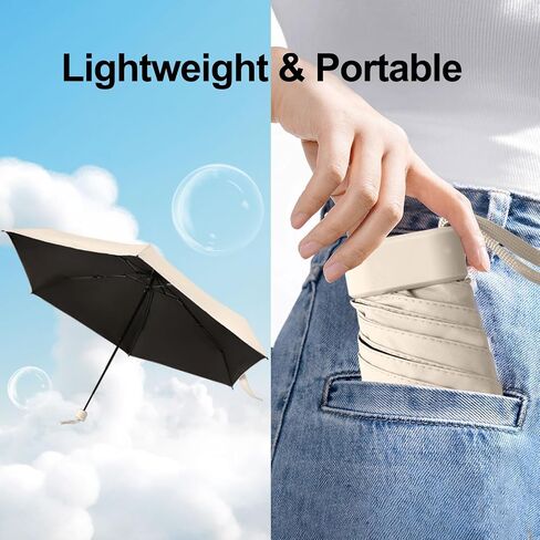 Umbrella Small Mini Umbrella, Lightweight Folding Compact Travel Umbrella Portable Parasol for Backpack Purse - Sun & Rain Pocket UV Umbrellas for Kids Girls Boys Women in Saudi Arabia