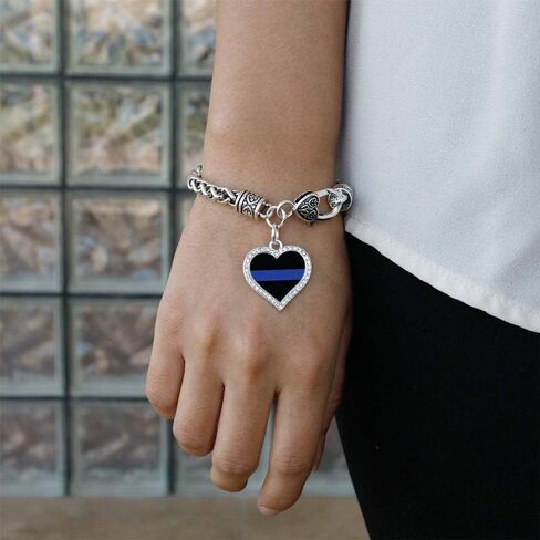 Inspired Silver - Silver Open Heart Charm Bracelet with Cubic Zirconia Jewelry in Kuwait