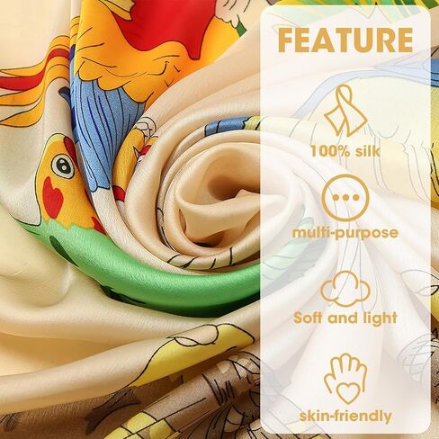 وشاح حريري خفيف الوزن للنساء، وشاح طويل كبير من الساتان مطبوع عصري متعدد الأغراض، شال ملون واقي من الشمس مناسب للسفر اليومي في الصيف والخريف (33.46 * 73.62 بوصة) in Kuwait