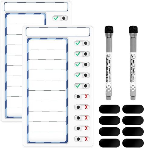 2 Pcs Chore Chart for Kids: Dry Erase My Chores Slider Chart, Magnetic Visual Schedule for Fridge, Kids Daily Checklist - ADHD Tools: to Do List and Routine Chart for Multiple Kids (Rainbow 2-pack) in Saudi Arabia