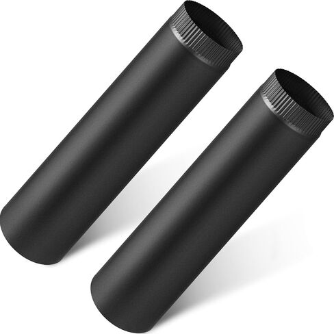 LEIFIDE 6" x 24" Black Matte Stove Pipe Crimped Flue Stovepipe Connector 6 Inch 304 Stainless Steel Chimney Pipe Steel Building Supplies for Wood Stove Through Wall Vent(1 Pcs) in Saudi Arabia