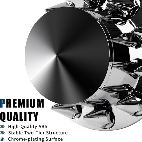 Spiked Wheel Covers for Semi Trucks - 2 Front and 4 Rear Axle Hub Covers with 33mm Thread-On Chrome Lug Nut Covers for Semi Truck (Installation Tool Included) in Saudi Arabia