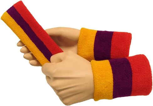 3 Color Striped Terry Sports Sweat Headband, Wristband Set in Saudi Arabia
