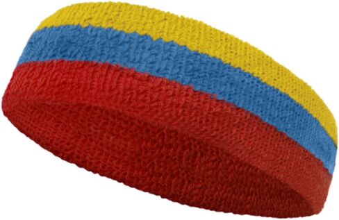 3 Color Striped Terry Sports Sweat Headband, Wristband Set in Saudi Arabia