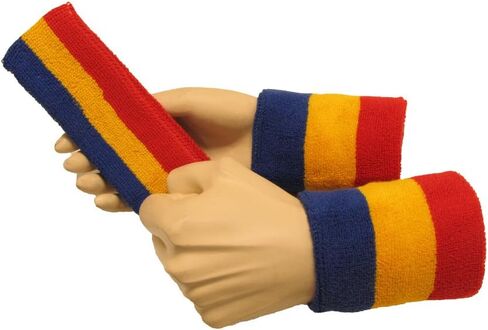 3 Color Striped Terry Sports Sweat Headband, Wristband Set in Saudi Arabia