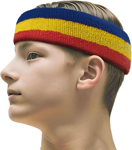 3 Color Striped Terry Sports Sweat Headband, Wristband Set in Saudi Arabia