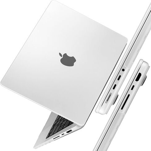 TWOLSKOO Compatible with M4 MacBook Pro 14 inch Case 2024-2021 Release Chip Models M4 M3 M2 M1 Pro Max, Protective & Ultra Thin Armor Plastic Hard Shell Cover with Type C Adapter, Matte Clear in Saudi Arabia