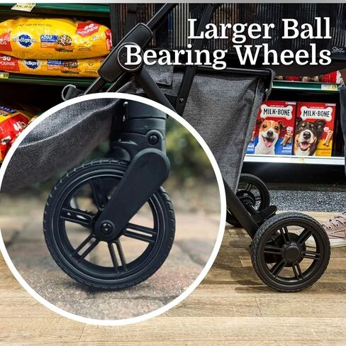 Personal Luxury Folding Shopping Cart On Premium Wheels – Ultra Lightweight Aluminum Frame – Removable Shopping Bag with Carry Strap & Lower Grocery Storage 75Lbs Capacity (Shadow v2) in Kuwait