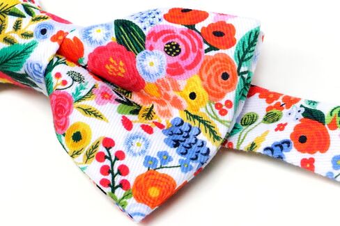 Mens Colorful Floral Print Bow Tie Cotton Pre-tied Bowtie for Wedding Groomsmen Party in Saudi Arabia