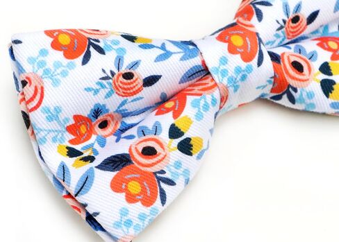 Mens Colorful Floral Print Bow Tie Cotton Pre-tied Bowtie for Wedding Groomsmen Party in Saudi Arabia