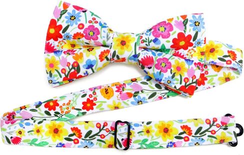 Mens Colorful Floral Print Bow Tie Cotton Pre-tied Bowtie for Wedding Groomsmen Party in Saudi Arabia