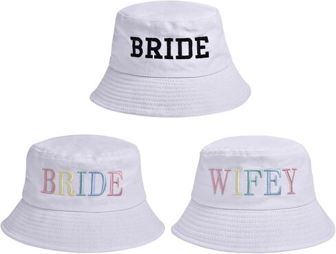 Bride Bucket Hat for Bachelorette Party Embroidered Sun Hat Bridal Shower Bride to be Gift White in Kuwait