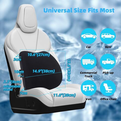 Cooling Car Seat Cushion, Cooled Seat for Car SUV Truck Seat & Office Chair, Lumbar Support Pillow for Pain Relief, Memory Foam Back Cushion, 12V Ventilated, Black in Saudi Arabia