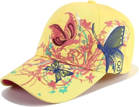 Women's Adjustable Trucker Hat Cute Trendy Embroidered Butterfly Baseball Cap in Saudi Arabia