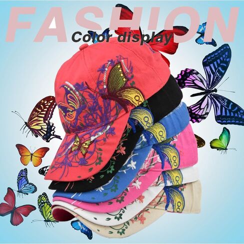 Women's Adjustable Trucker Hat Cute Trendy Embroidered Butterfly Baseball Cap in Saudi Arabia