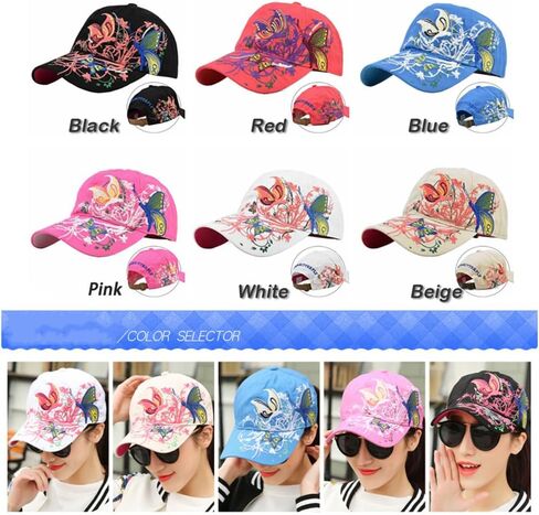 Women's Adjustable Trucker Hat Cute Trendy Embroidered Butterfly Baseball Cap in Saudi Arabia