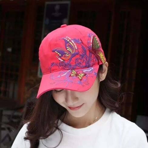 Women's Adjustable Trucker Hat Cute Trendy Embroidered Butterfly Baseball Cap in Saudi Arabia