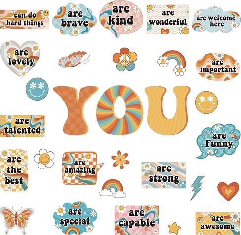 30Pcs Retro Motivational Inspirational Bulletin Board Classroom Door Decorations,Positive Saying Paper Cutouts Inspirational Poster Classroom Wall Decor for Teacher Student School Office Home Supplies in Saudi Arabia