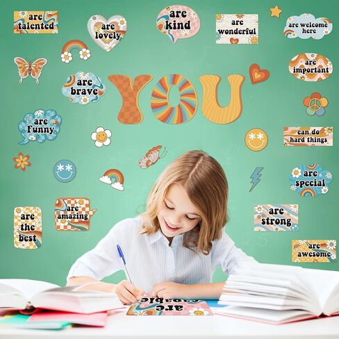 30Pcs Retro Motivational Inspirational Bulletin Board Classroom Door Decorations,Positive Saying Paper Cutouts Inspirational Poster Classroom Wall Decor for Teacher Student School Office Home Supplies in Saudi Arabia