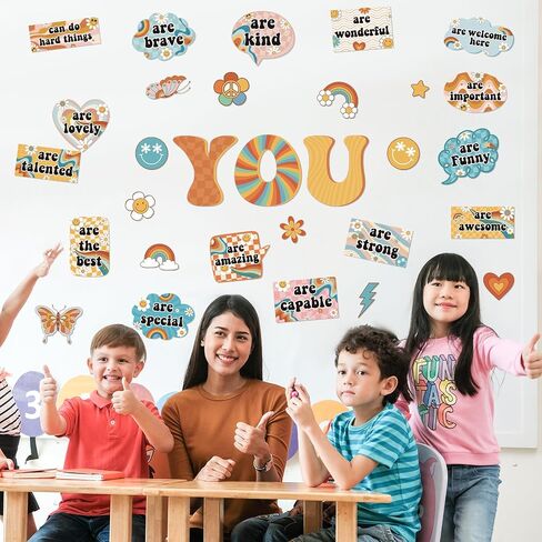30Pcs Retro Motivational Inspirational Bulletin Board Classroom Door Decorations,Positive Saying Paper Cutouts Inspirational Poster Classroom Wall Decor for Teacher Student School Office Home Supplies in Saudi Arabia