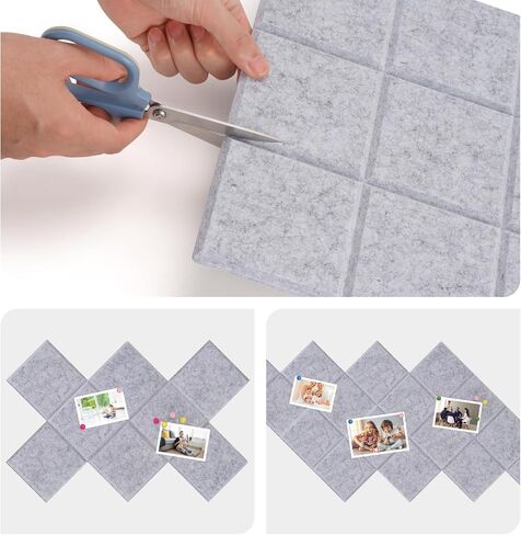 Large Cork Board Alternative-Felt Wall Tiles with Secure Removable Adhesive Tabs and Push Pins Bulletin Pin Boards Tiles for Home Office Classroom Wall Decoration (Light Grey, 12 Pack) in Saudi Arabia