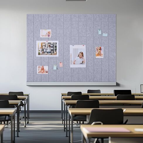 Large Cork Board Alternative-Felt Wall Tiles with Secure Removable Adhesive Tabs and Push Pins Bulletin Pin Boards Tiles for Home Office Classroom Wall Decoration (Light Grey, 12 Pack) in Saudi Arabia
