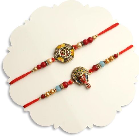 TIED RIBBONS Rakhi for Brother Set of 2 Rakhi Set | Greeting Card | Roli Tikka - Raksha bandhan Rakhi Bracelet for Brother Rakhi 2 Set | Rakhi for Bhaiya | Rakhi Thread in Saudi Arabia