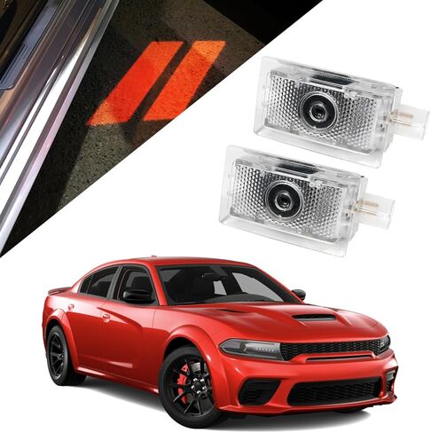 شعار أضواء الباب لسيارة دودج تشارجر 2006-Present، ملحقات مصابيح إضاءة LED Ghost Shadow ترحيب البركة (أحمر، قطعتان) in Kuwait