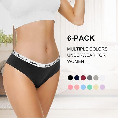 Womens Underwear Cotton Hipster Panties Breathable Ladies Stretch Mid Rise Briefs Workout Waistband in Saudi Arabia