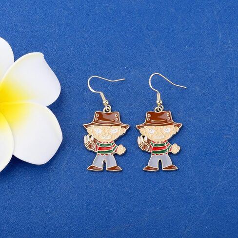 KEYCHIN فريدي أقراط فريدي فيلم رعب مستوحاة هدية فريدي رعب الوجه مجوهرات فريدي القاتل البضائع in Kuwait