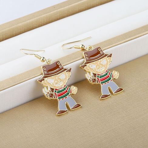 KEYCHIN فريدي أقراط فريدي فيلم رعب مستوحاة هدية فريدي رعب الوجه مجوهرات فريدي القاتل البضائع in Kuwait