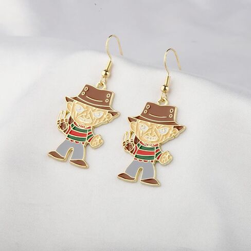 KEYCHIN فريدي أقراط فريدي فيلم رعب مستوحاة هدية فريدي رعب الوجه مجوهرات فريدي القاتل البضائع in Kuwait