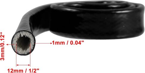 X AUTOHAUX 1/2" ID x 10FT Heat Shielded Fire Sleeve Silicone Coated Fiberglass Tape for Automotive Hose Lines Wires Electrical Wiring Black in Saudi Arabia