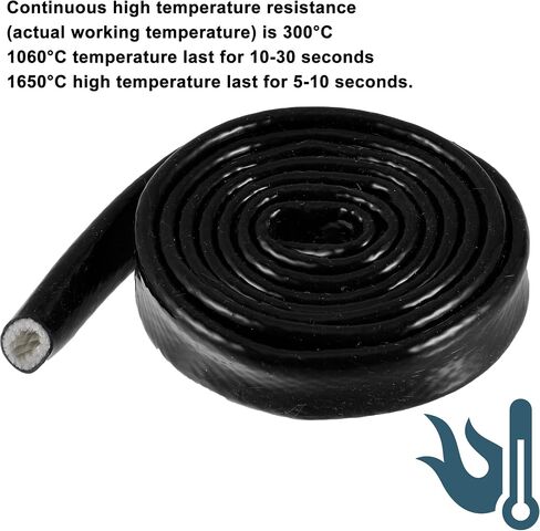 X AUTOHAUX 1/2" ID x 10FT Heat Shielded Fire Sleeve Silicone Coated Fiberglass Tape for Automotive Hose Lines Wires Electrical Wiring Black in Saudi Arabia