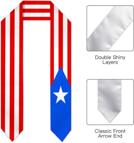 Philippine and USA Combo Flag Graduation Sash Stole for Study Aboard International Students 72 Inch Length in Saudi Arabia