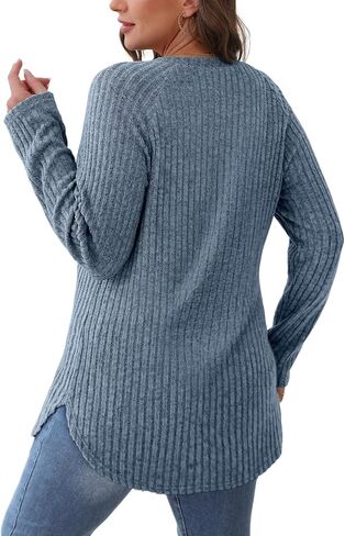 Saloogoe Long Sleeve Shirts for Women Tunic Tops for Women Loose Fit Dressy Crew Neck Pullover Basic Sweaters for Women 2024 in Saudi Arabia