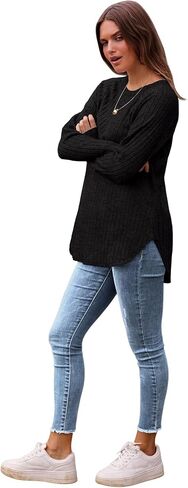Saloogoe Long Sleeve Shirts for Women Tunic Tops for Women Loose Fit Dressy Crew Neck Pullover Basic Sweaters for Women 2024 in Saudi Arabia