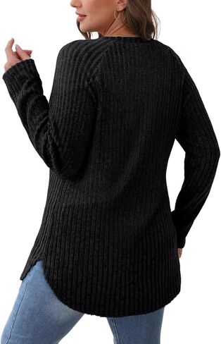 Saloogoe Long Sleeve Shirts for Women Tunic Tops for Women Loose Fit Dressy Crew Neck Pullover Basic Sweaters for Women 2024 in Saudi Arabia