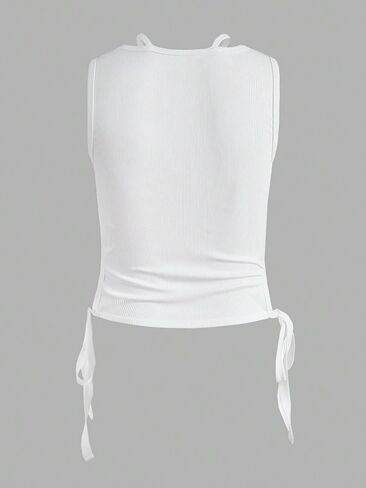OYOANGLE Men's Cut Out Tie Side Sleeveless Round Neck Tank Top Solid Plain Casual Rib Knitted Slim Fit Tops in Saudi Arabia