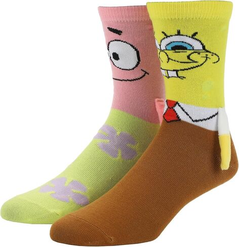Bioworld Spongebob Squarepants Spongebob & Patrick Women's Casual Crew Socks With 3D Arms & Magnetic Hands in Saudi Arabia