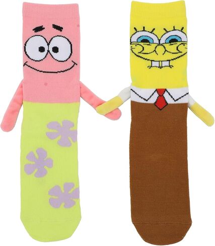 Bioworld Spongebob Squarepants Spongebob & Patrick Women's Casual Crew Socks With 3D Arms & Magnetic Hands in Saudi Arabia