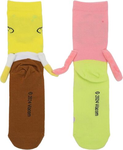 Bioworld Spongebob Squarepants Spongebob & Patrick Women's Casual Crew Socks With 3D Arms & Magnetic Hands in Saudi Arabia