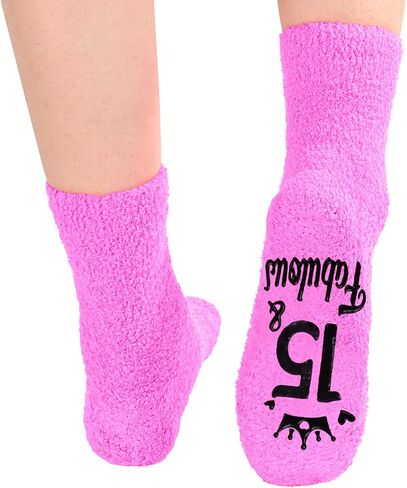 HAPPYPOP 15th Birthday Gifts Ideas Socks - 15 Year Old Birthday Presents for Girls, Happy Birthday Socks for 15 Year Olds in Saudi Arabia