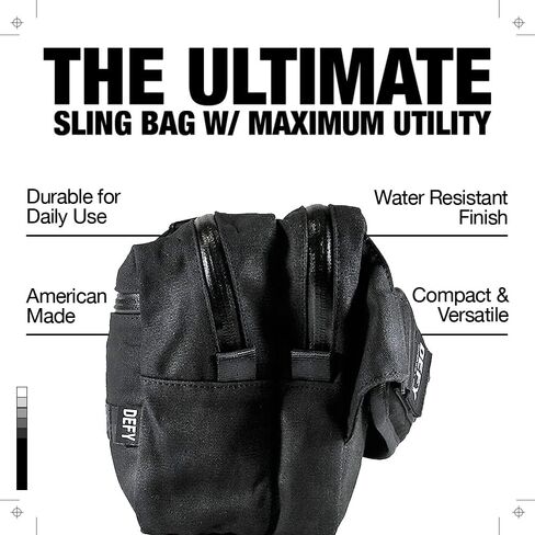 DEFY Insidious Jr. Sling | Ballistic Nylon Crossbody Sling Bag | 6 Liter Utility Sling Bags For Men | Mens Cross Shoulder Bag w/ 12.5 Inch Tablet Sleeve | Water Repellent Travel & Commuter Bag (Black) in Saudi Arabia